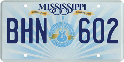 MS license plate BHN602