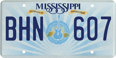 MS license plate BHN607
