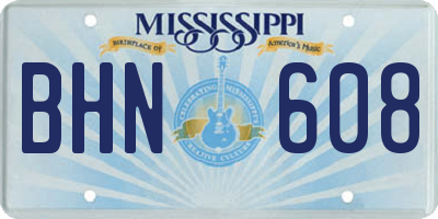 MS license plate BHN608