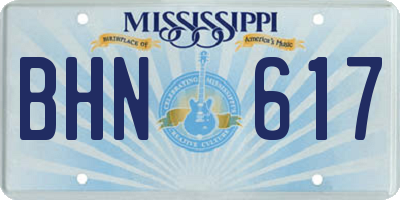 MS license plate BHN617