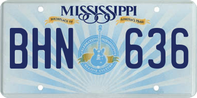 MS license plate BHN636