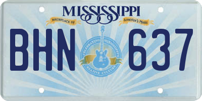 MS license plate BHN637