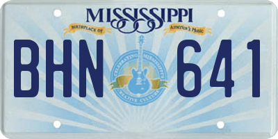 MS license plate BHN641
