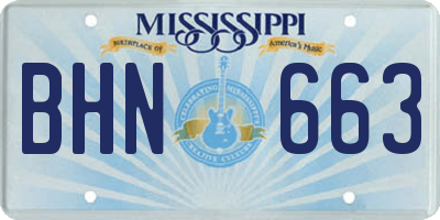 MS license plate BHN663