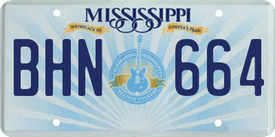 MS license plate BHN664