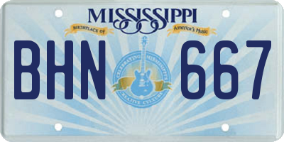 MS license plate BHN667