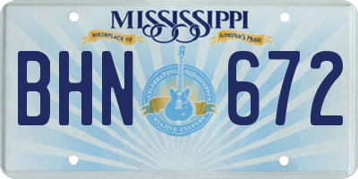 MS license plate BHN672