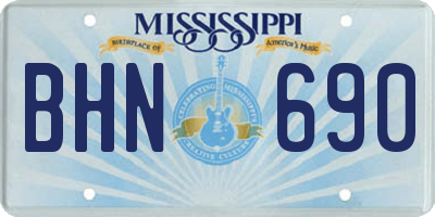 MS license plate BHN690