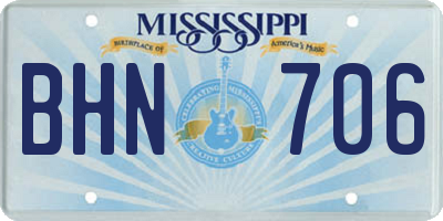 MS license plate BHN706