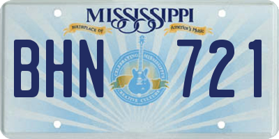 MS license plate BHN721