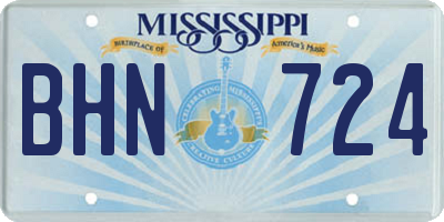 MS license plate BHN724
