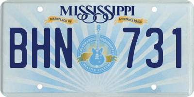 MS license plate BHN731