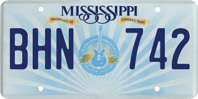 MS license plate BHN742