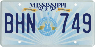 MS license plate BHN749