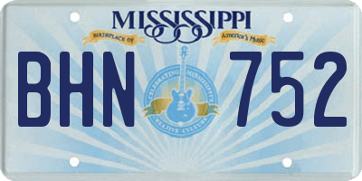 MS license plate BHN752