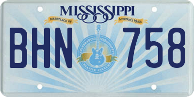 MS license plate BHN758