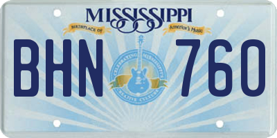 MS license plate BHN760