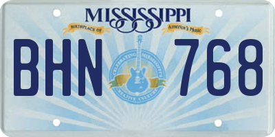 MS license plate BHN768