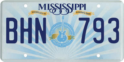 MS license plate BHN793