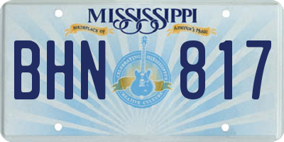 MS license plate BHN817