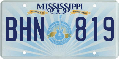 MS license plate BHN819