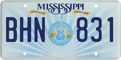 MS license plate BHN831