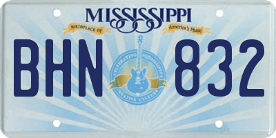 MS license plate BHN832