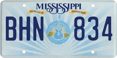 MS license plate BHN834