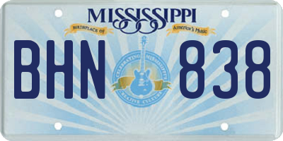 MS license plate BHN838