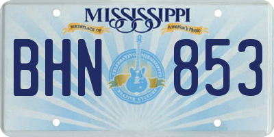 MS license plate BHN853