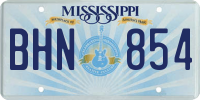 MS license plate BHN854