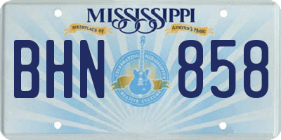 MS license plate BHN858