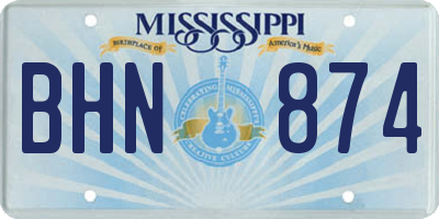 MS license plate BHN874