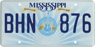 MS license plate BHN876