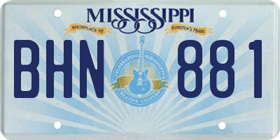 MS license plate BHN881