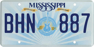 MS license plate BHN887