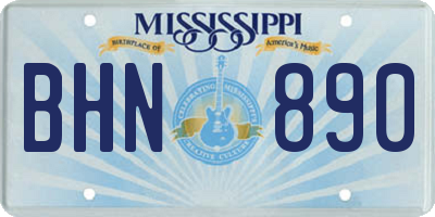 MS license plate BHN890