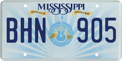 MS license plate BHN905