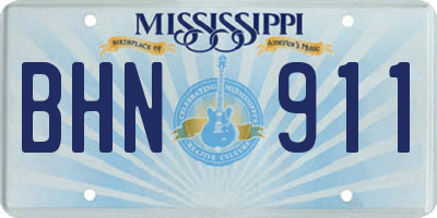 MS license plate BHN911
