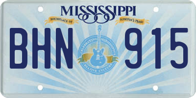 MS license plate BHN915