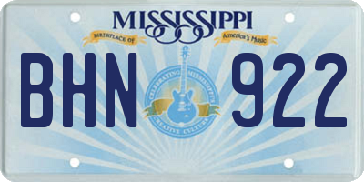 MS license plate BHN922
