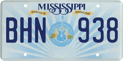 MS license plate BHN938