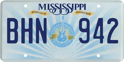MS license plate BHN942