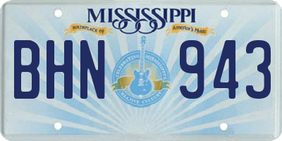 MS license plate BHN943
