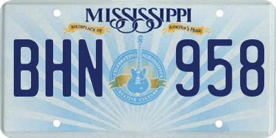 MS license plate BHN958