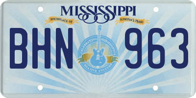 MS license plate BHN963