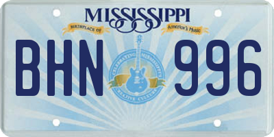 MS license plate BHN996