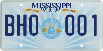 MS license plate BHO001