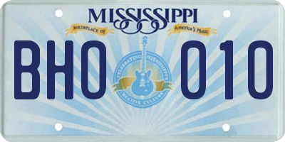 MS license plate BHO010
