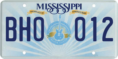 MS license plate BHO012